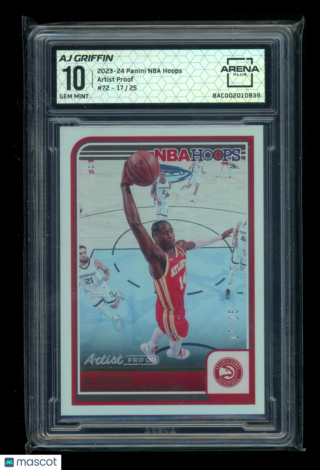2023-24 Panini NBA Hoops Artist Proof AJ Griffin #72 17/25  Arena Club 10