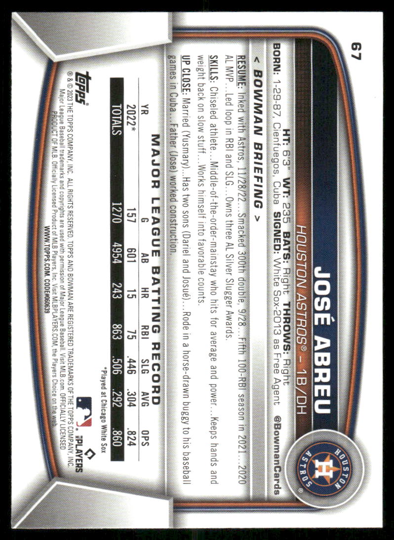 2023 Topps Bowman José Abreu #67 Baseball