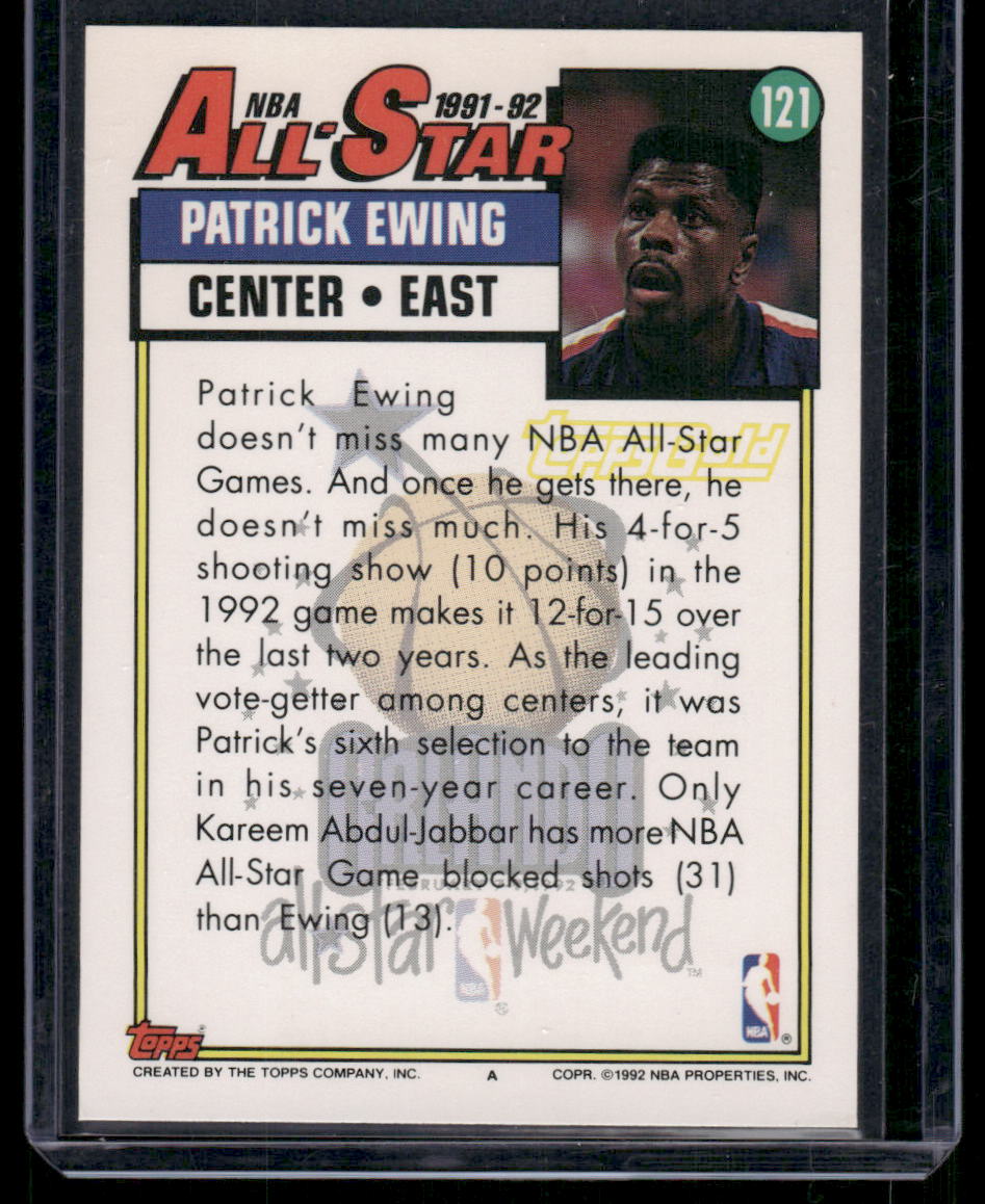 1992 Topps NBA All-Star Patrick Ewing #121 Gold Basketball