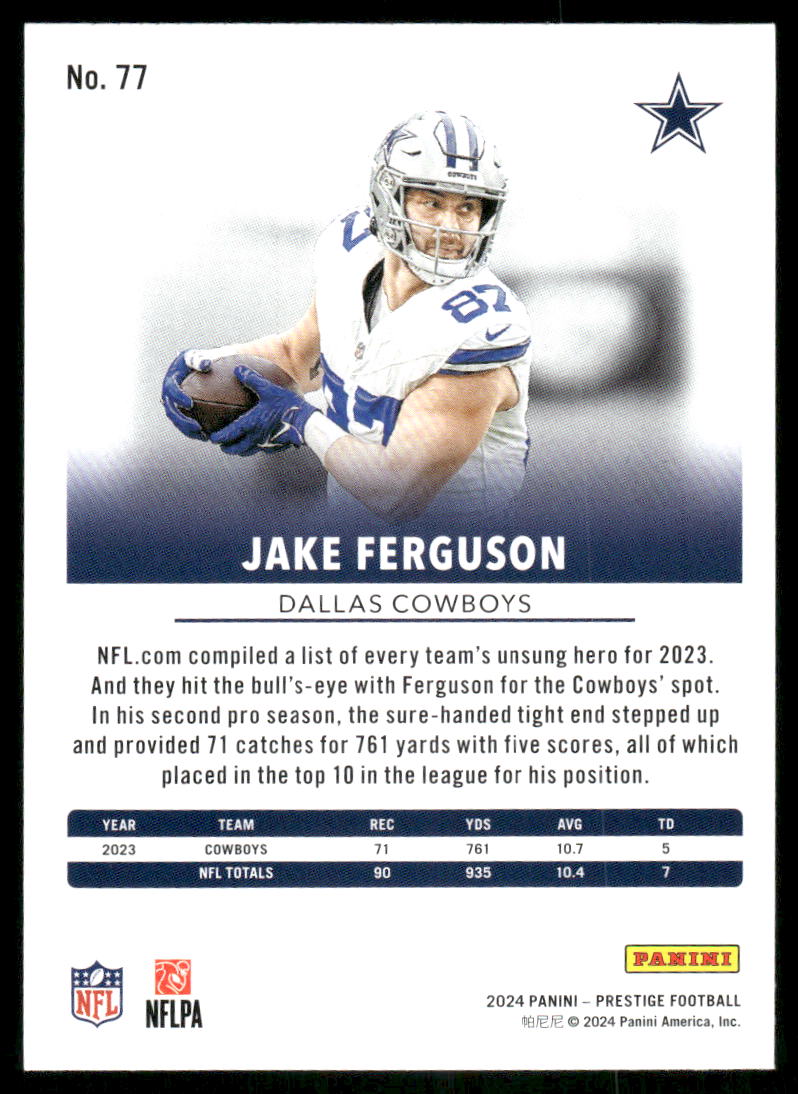 2024 Panini Prestige Jake Ferguson #77 Football