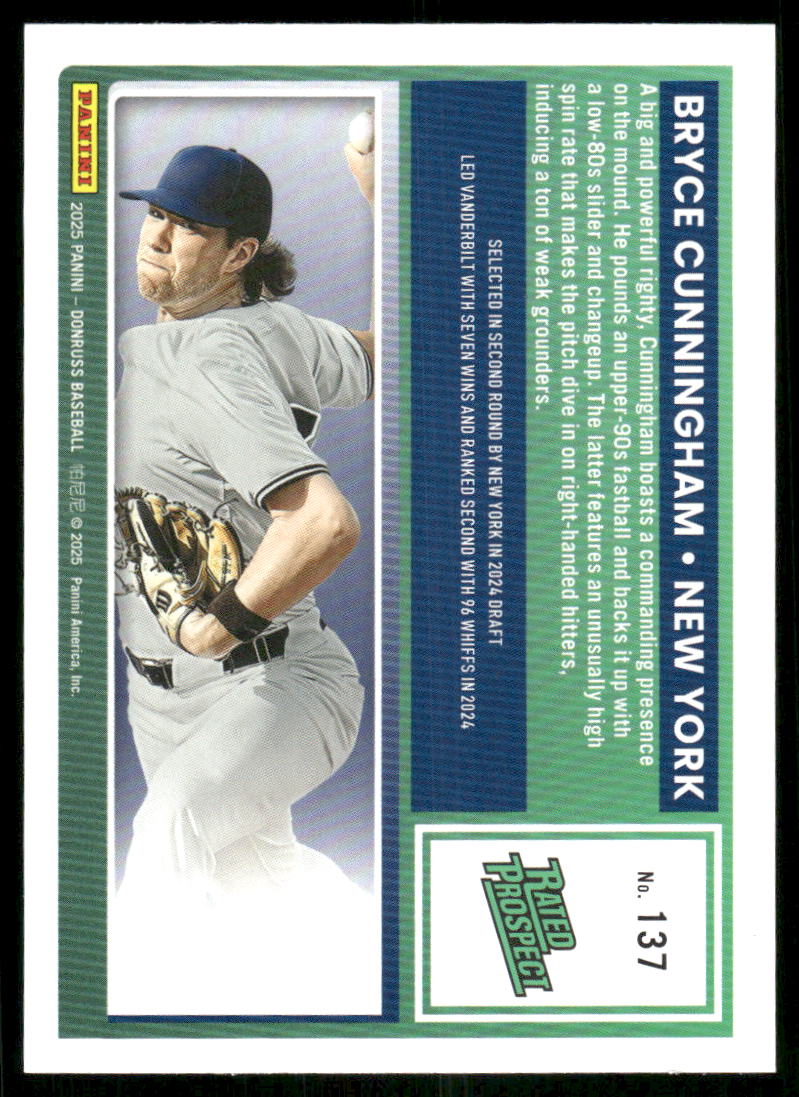2025 Donruss Rated Prospect Bryce Cunningham #137 Rated Prospect Baseball