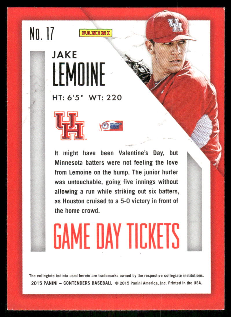 2015 Panini Contenders Baseball Jake Lemoine #17 Baseball
