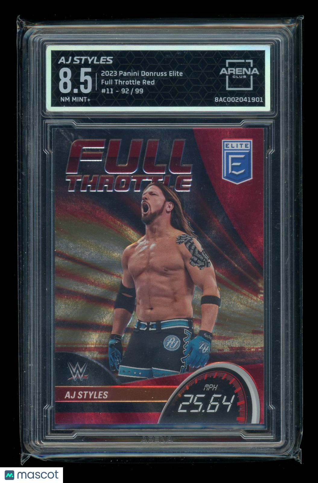 2023 Panini Donruss Elite Full Throttle Red AJ Styles #11 92/99 Arena Club 8.5