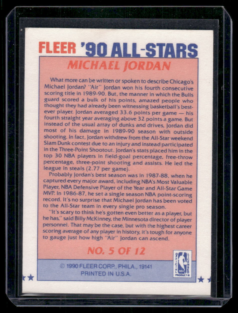 1990 Fleer '90 All-Stars Michael Jordan #5 of 12 Basketball