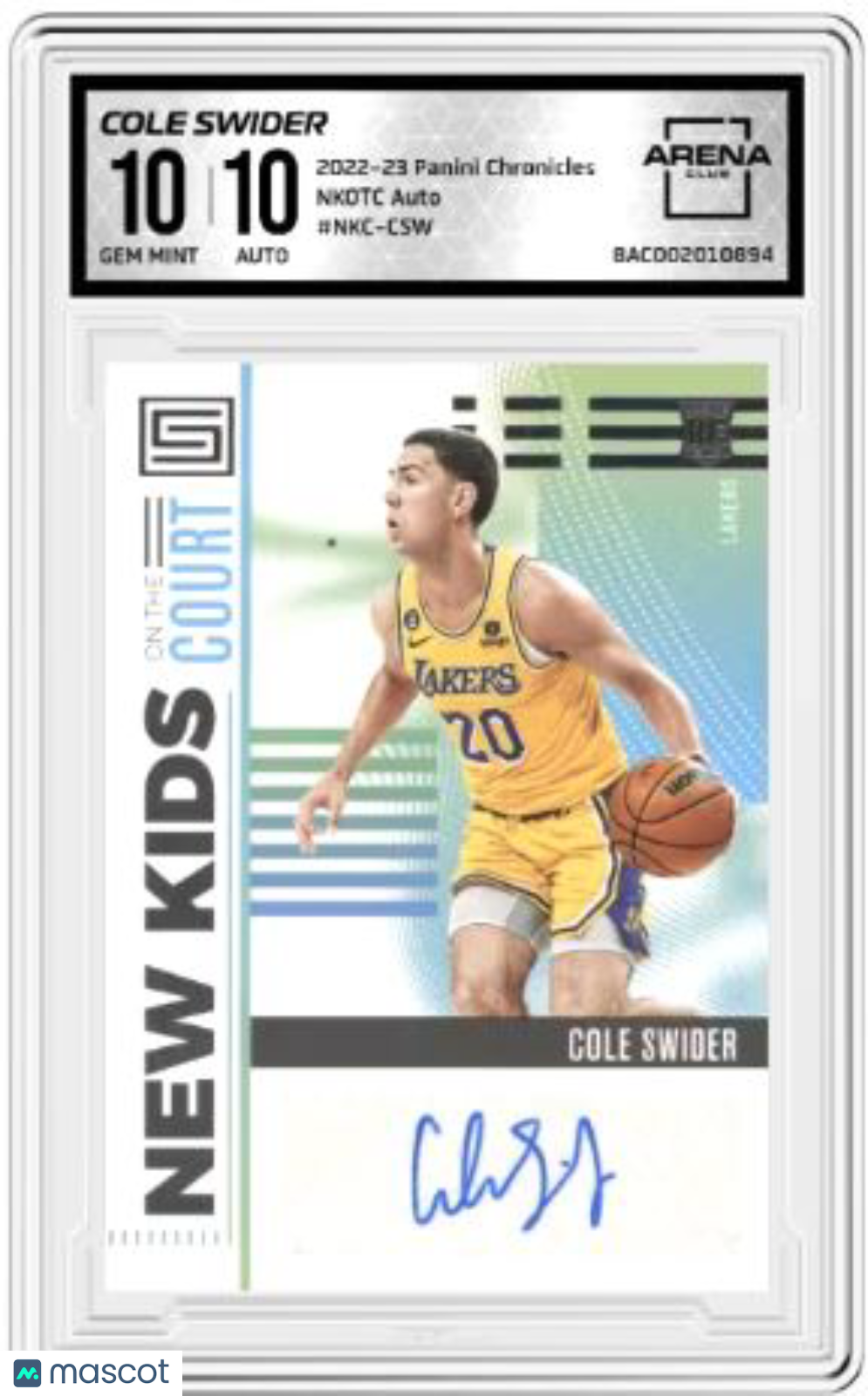 2022-23 Chronicles Cole Swider #NKC-CSW NKOTC Auto AC 10 Auto 10