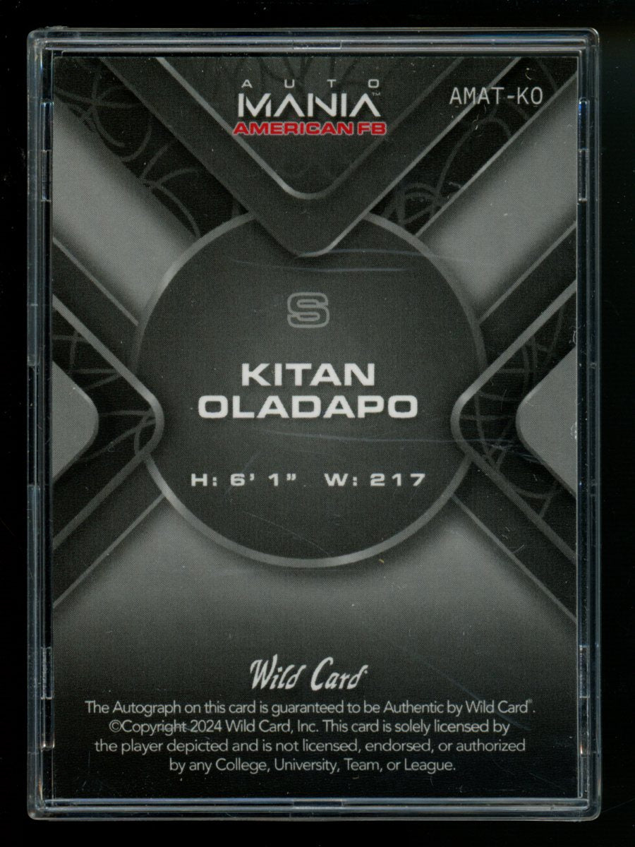 2024 Wild Card Auto Mania American FB Kitan Oladapo #AMAT-KO 3/3 Football