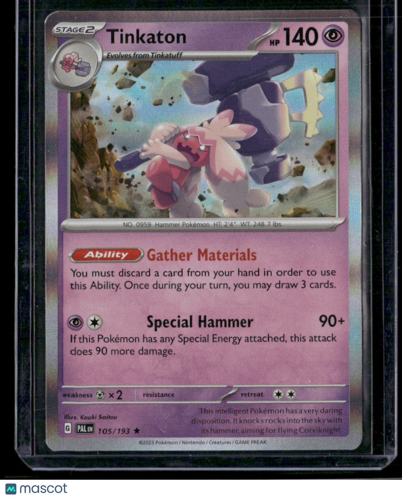 2023 Pokémon Tinkaton #105/193 Holo Rare Paldea Evolved