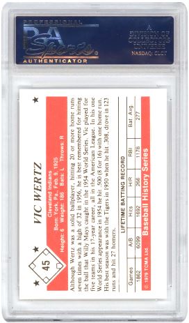 1979 Tcma Baseball History Series Vic Wertz #45 History Series Baseball PSA 10