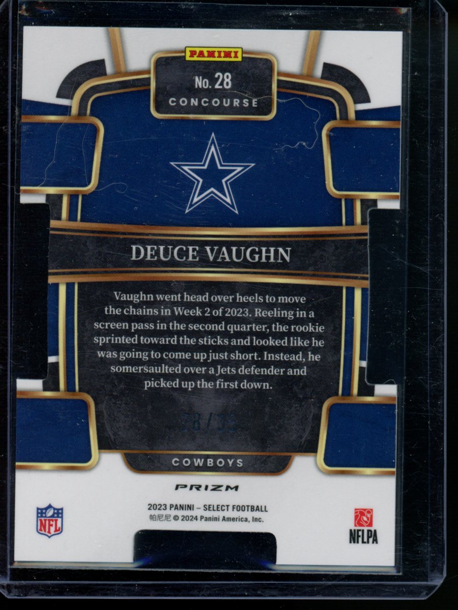 2023 Panini Select Deuce Vaughn #28 28/35 Blue/Orange RC Football
