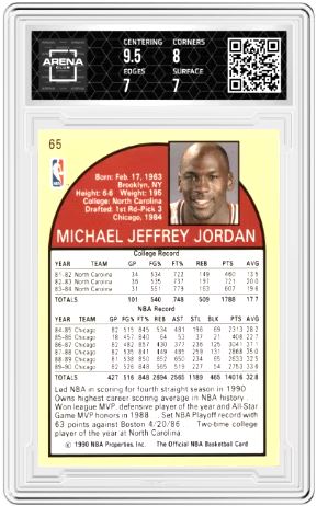 1990-91 NBA Hoops Michael Jordan #65 Basketball Arena Club 7.5