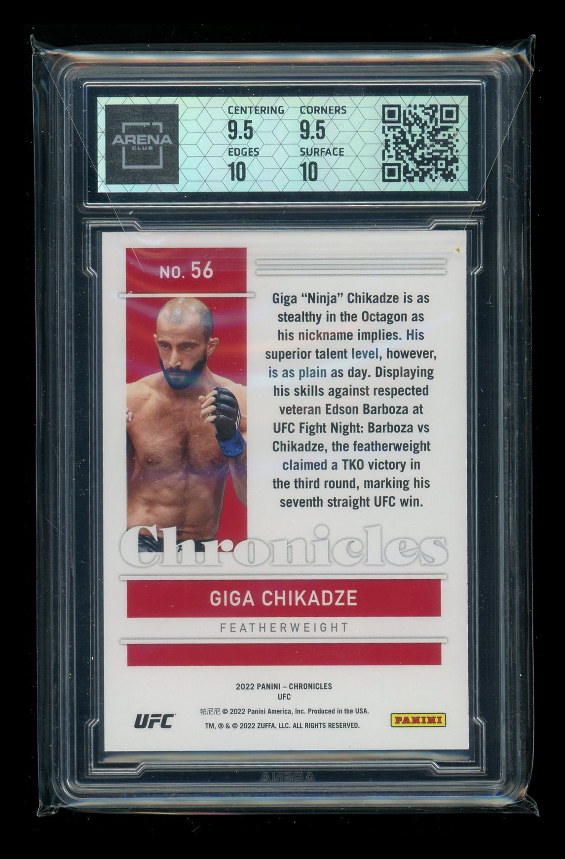2022 Panini Chronicles UFC Green Giga Chikadze #56 78/99 MMA Arena Club 10