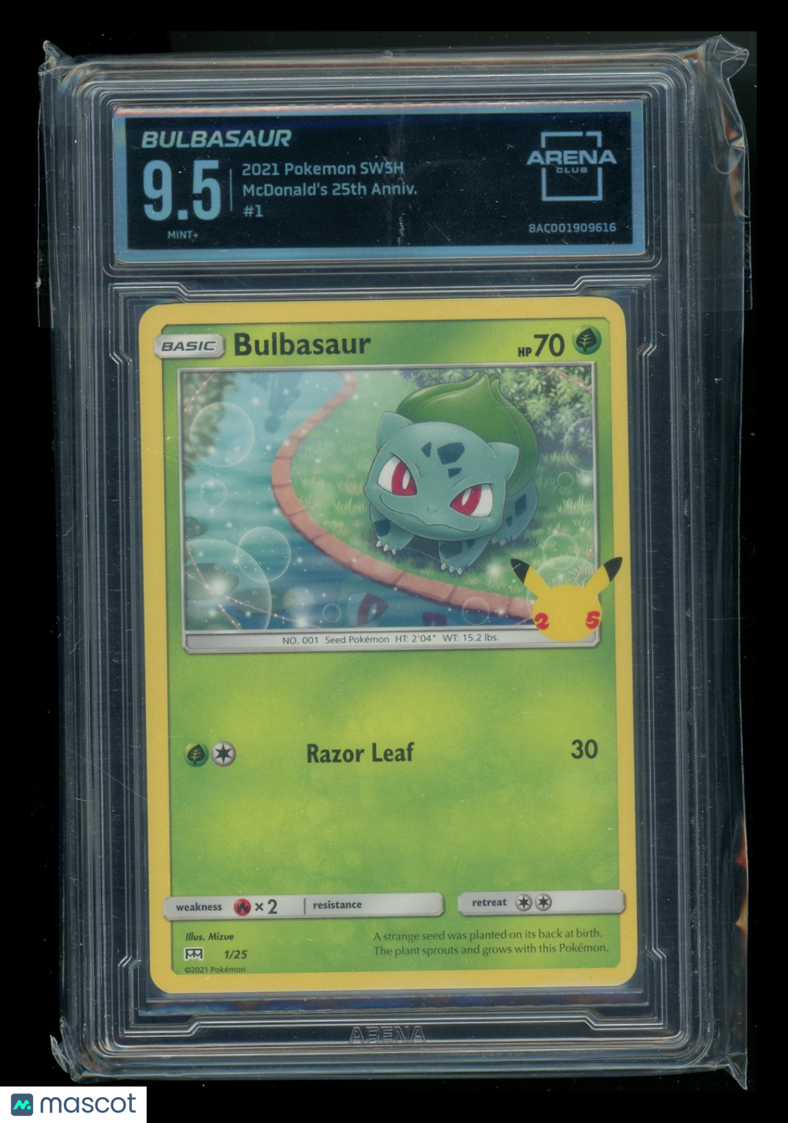 Bulbasaur #1/25 Arena Club 9.5 2021 Pokemon McDonald's 25th Anniversary