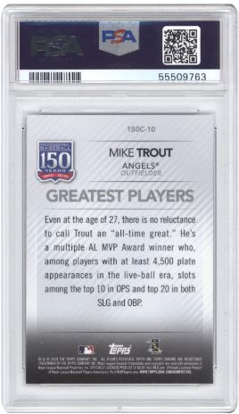 2019 Topps Chrome Update 150 Years Of Professional Baseball Mike Trout PSA 10