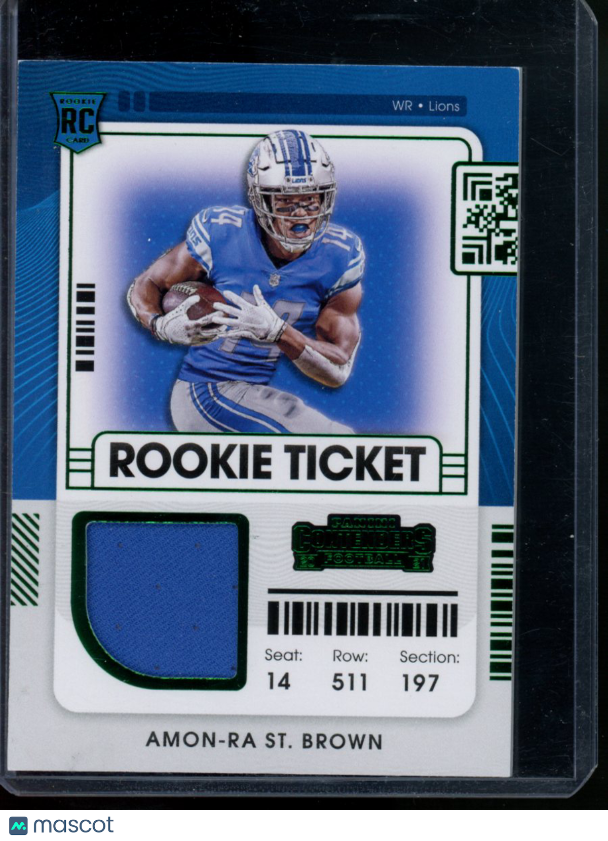 2021 Panini Contenders Amon-Ra St. Brown #RTS-ARS Patch Green RC Rookie Ticket