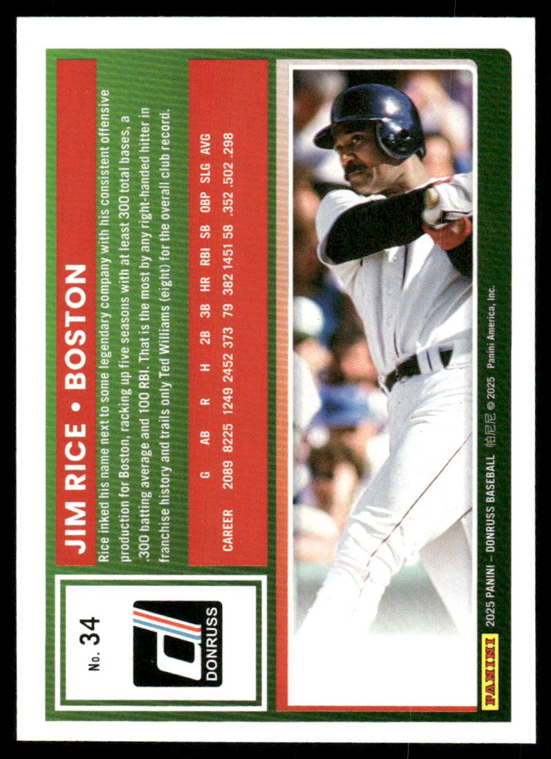 2025 Donruss Jim Rice #34 Baseball