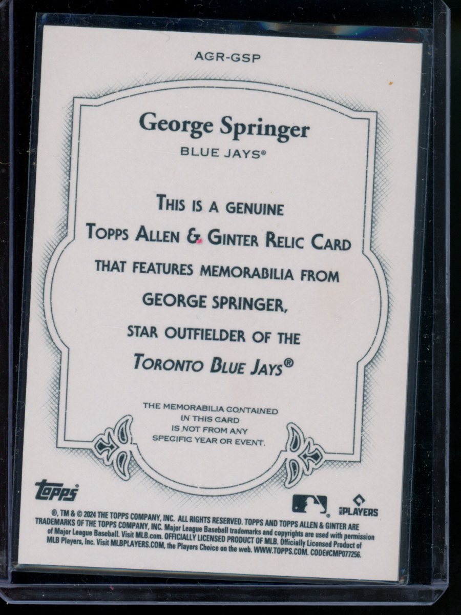 2024 Topps Allen & Ginter George Springer Game-Used Memorabilia Baseball