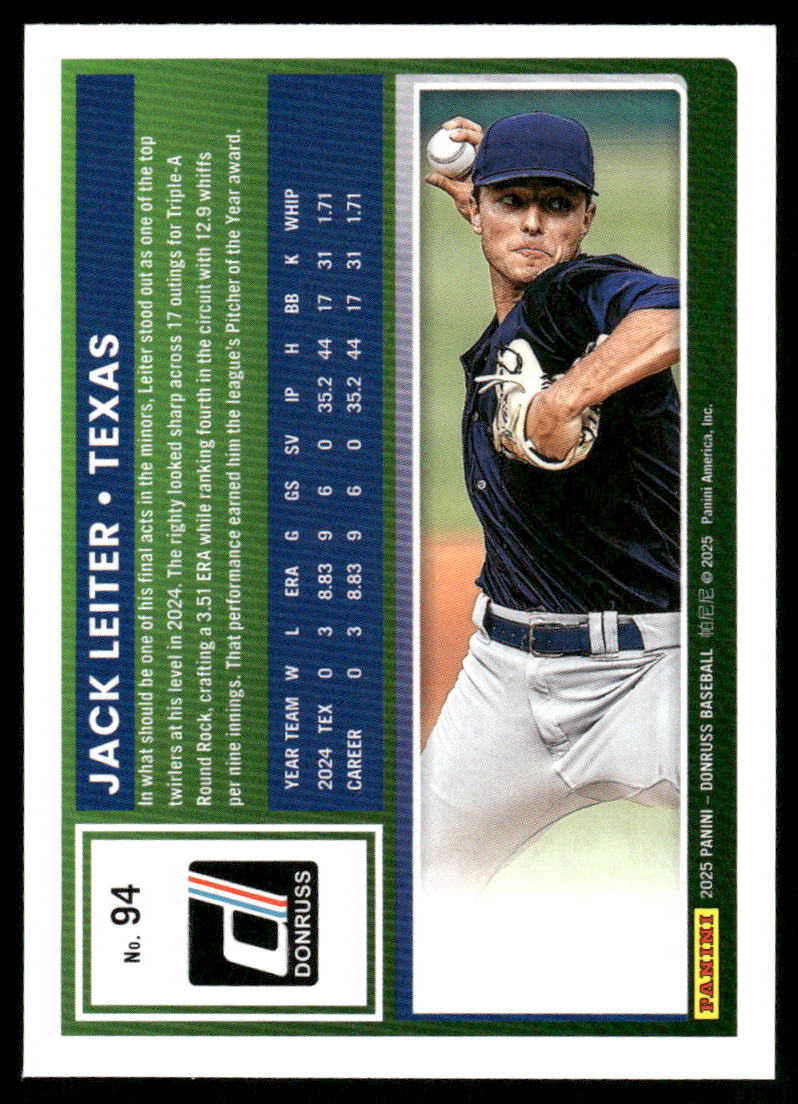2025 Donruss Jack Leiter #94 Baseball