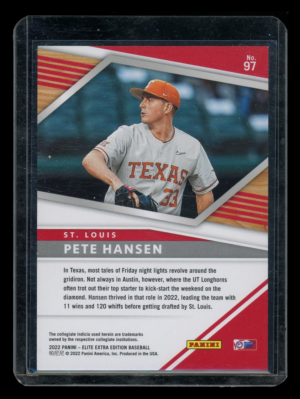 2022 Panini Elite Extra Edition Pete Hansen #97 764/999 Baseball