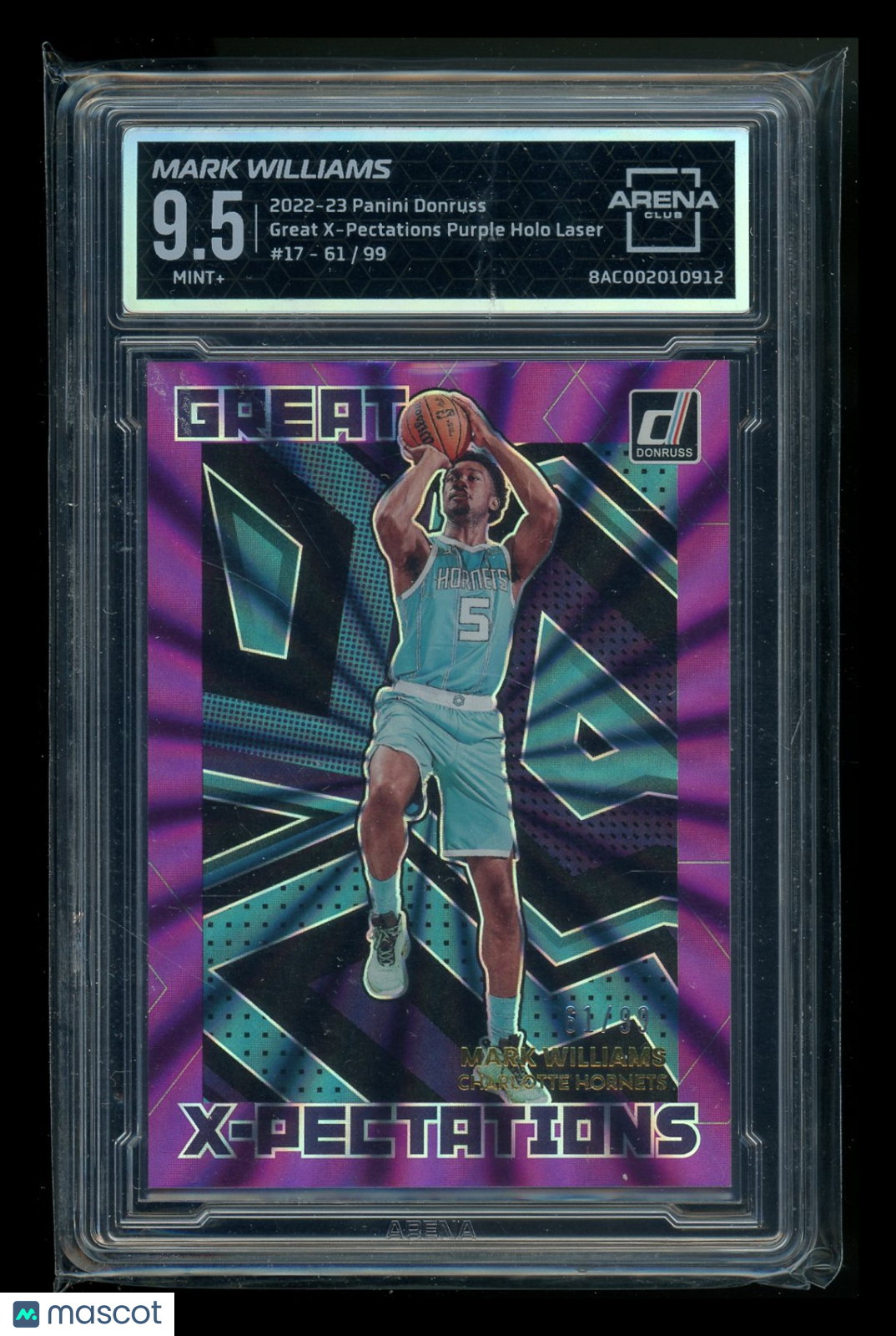 2022-23 Panini Donruss Great Purple Holo Laser Mark Williams #17 61/99 AC 9.5