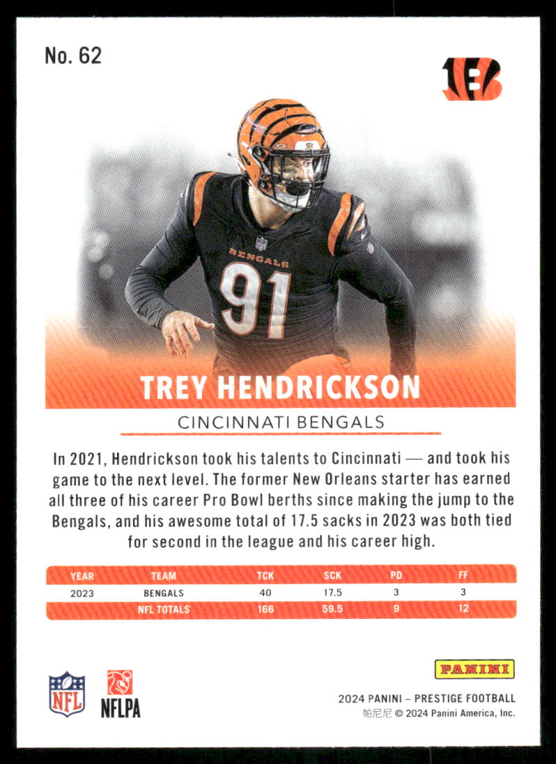 2024 Panini Prestige Trey Hendrickson #62 Football