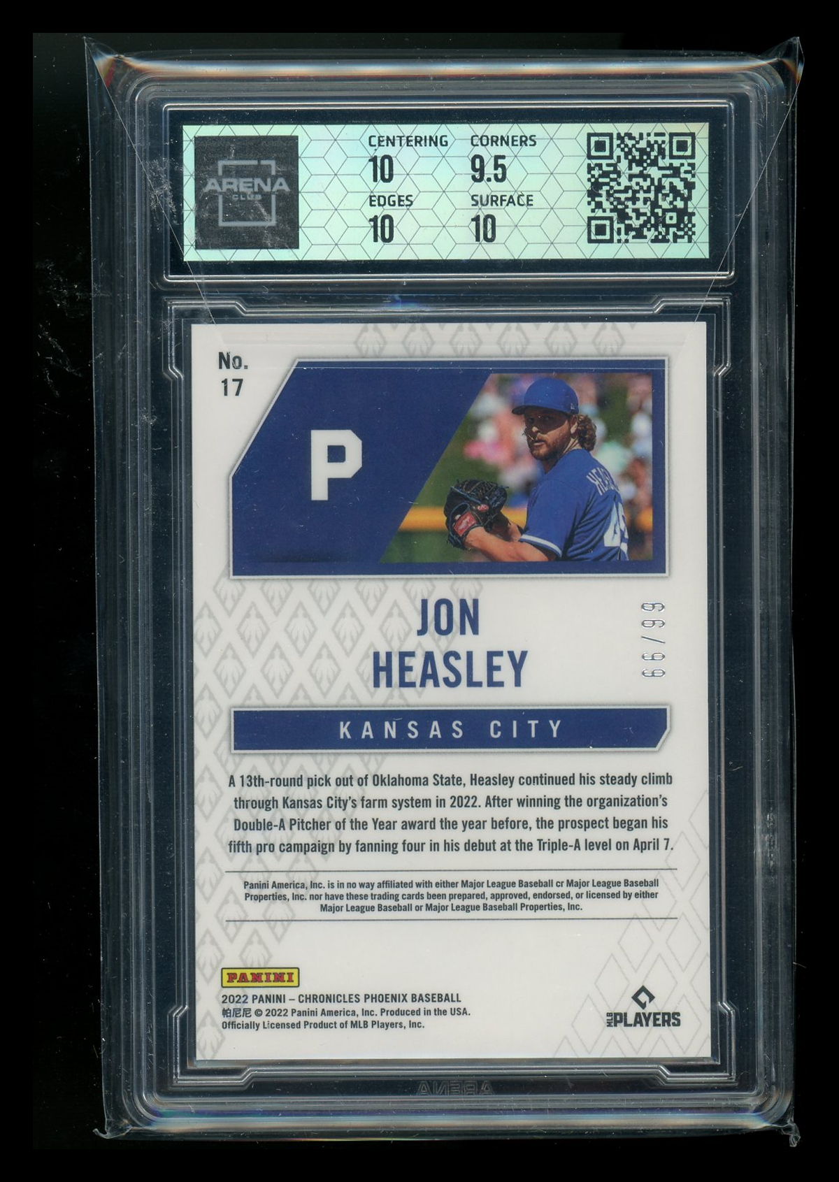 2022 Panini Chronicles Phoenix Mojo Jon Heasley #17 Purple RC 66/99 AC 10