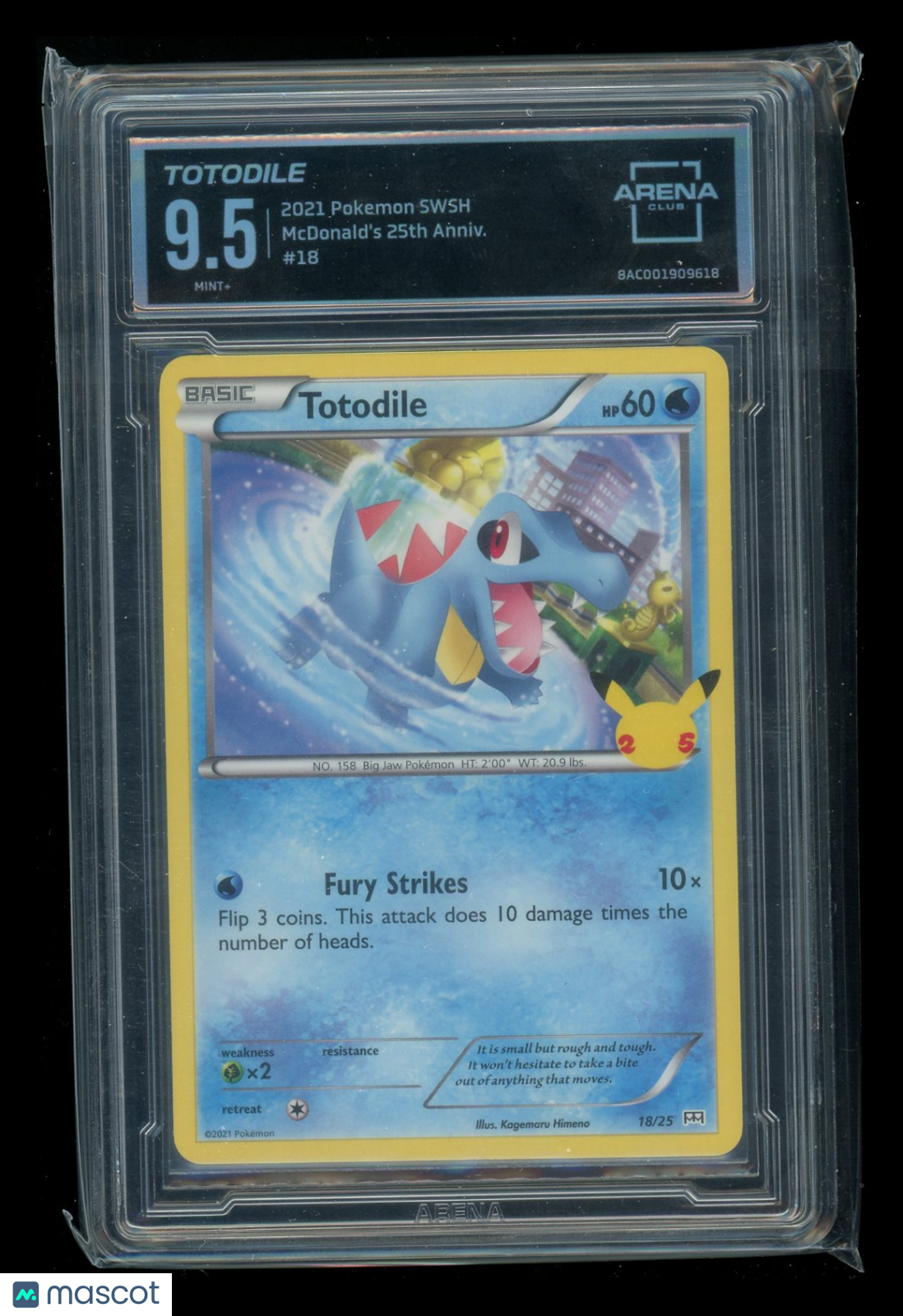 Totodile #18/25 Arena Club 9.5 2021 Pokemon SWSH McDonald's 25th Anniv.