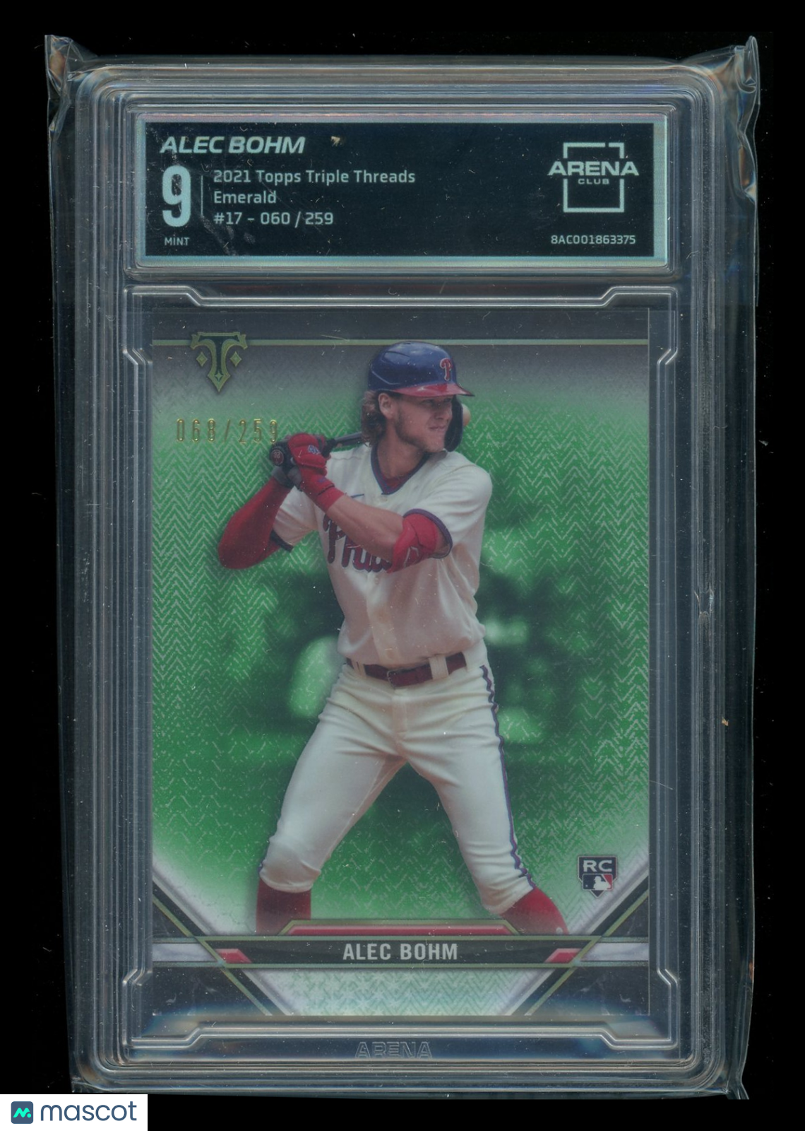 2021 Topps Triple Threads Emerald Alec Bohm #17 RC 068/259 Baseball Arena Club 9