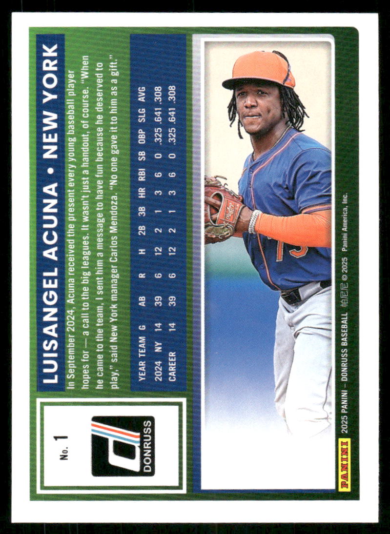 2025 Donruss Luisangel Acuna #No. 1 Rated Rookie Baseball