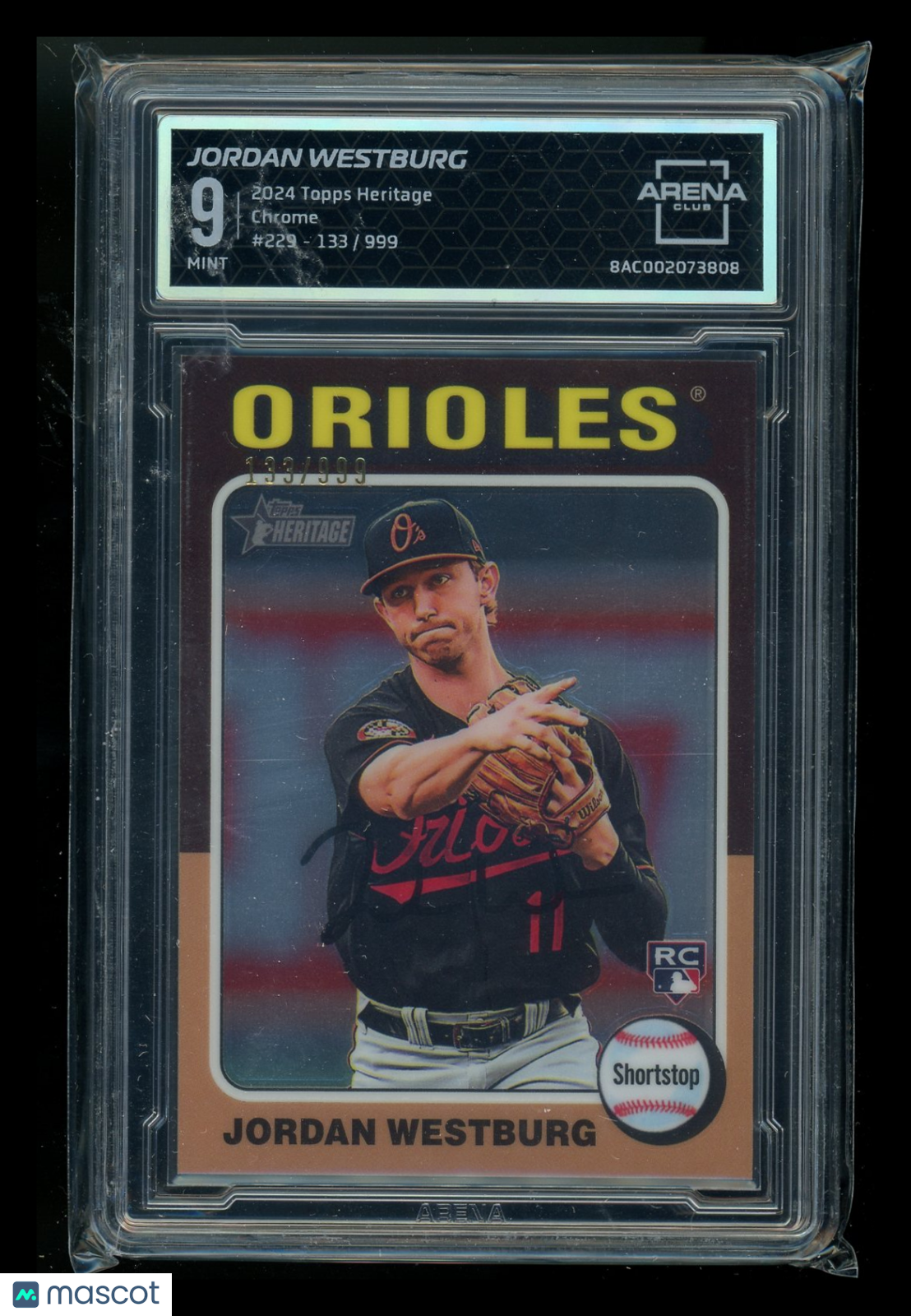 2023 Topps Heritage Chrome Jordan Westburg #229 RC 133/999 Baseball Arena Club 9