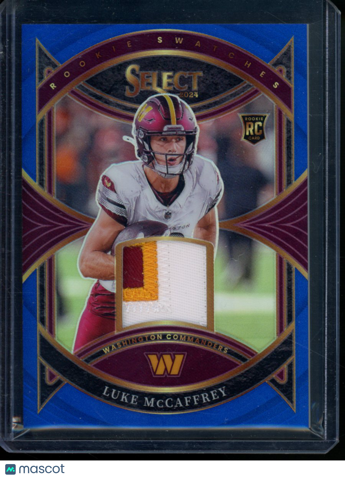 2025 Panini Select Football Luke McCaffrey #RS-LMY Prizm Patch Rookie RC 32/35