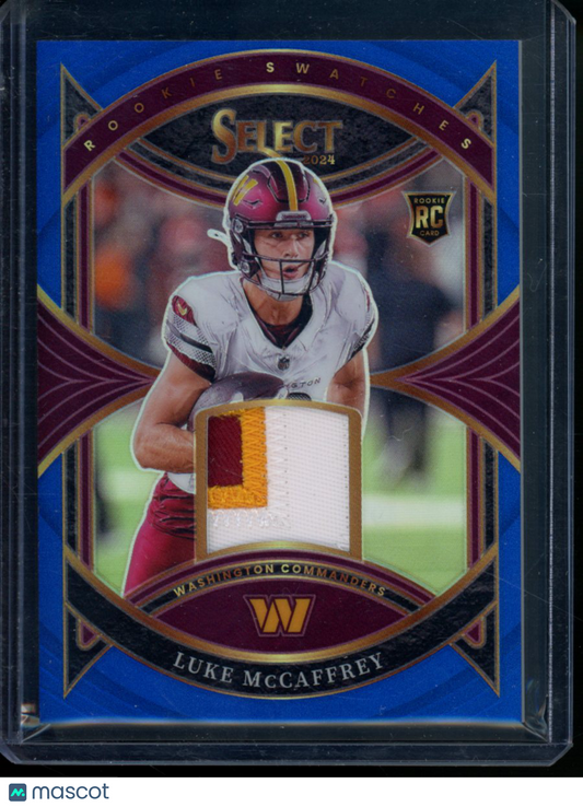 2025 Panini Select Football Luke McCaffrey #RS-LMY Prizm Patch Rookie RC 32/35