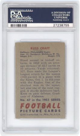 1951 Bowman Russ Craft #47 Football PSA 4