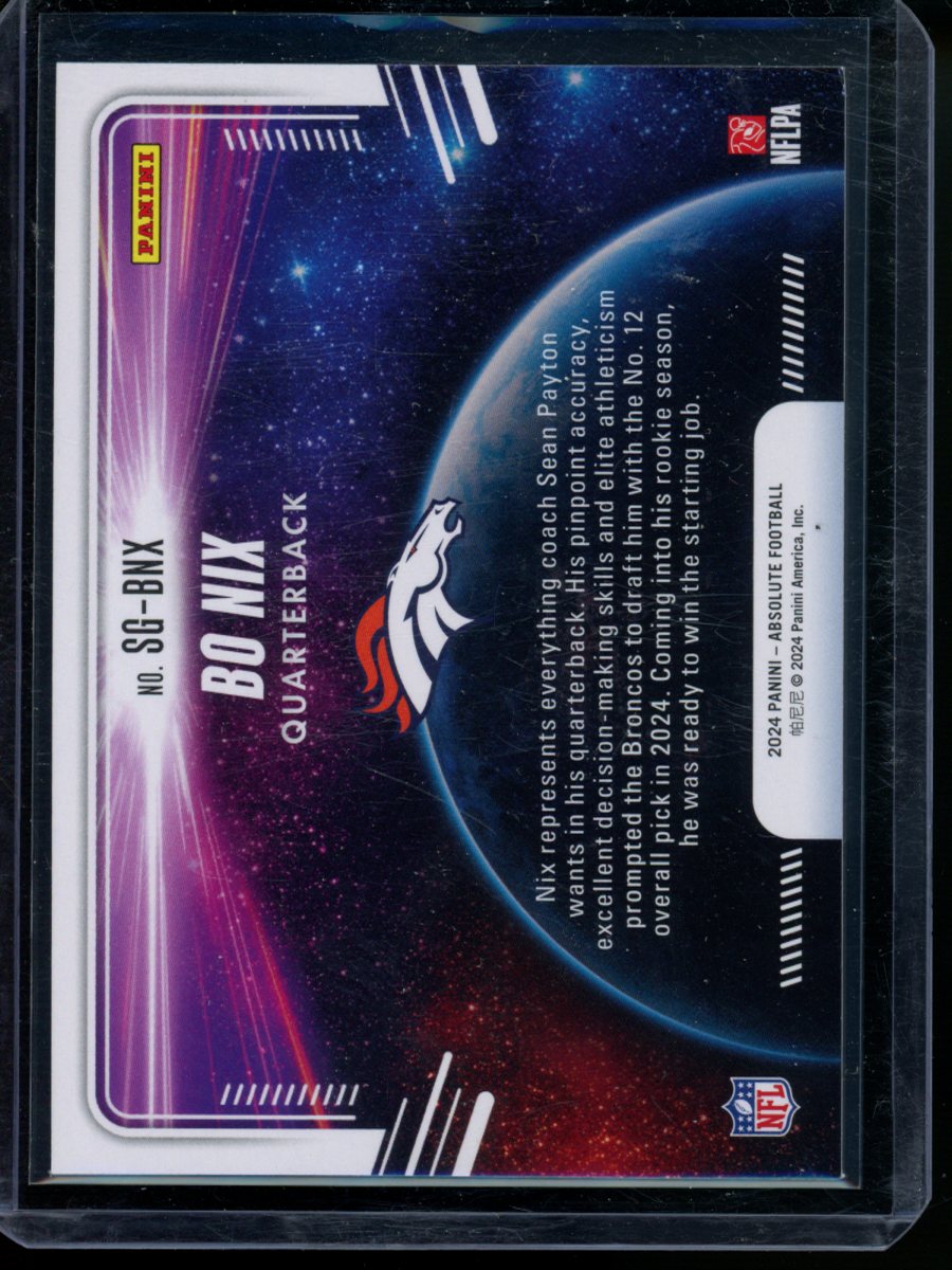 2024 Panini Absolute Football Bo Nix #SG-BNX Star Gazing RC Football