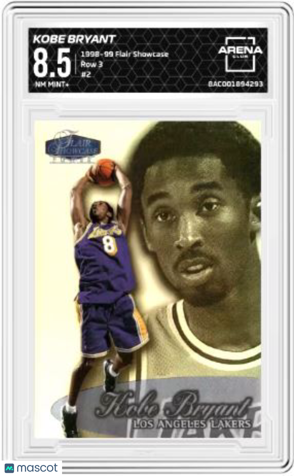 1998-99 Flair Showcase Kobe Bryant #2 Row 3 Basketball AC 8.5