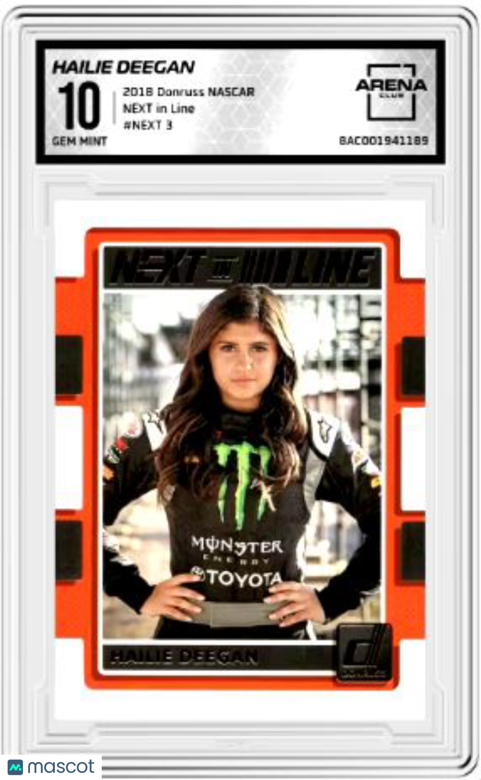 2018 Donruss NASCAR Hailie Deegan #NEXT 3 NEXT in Line Racing AC 10