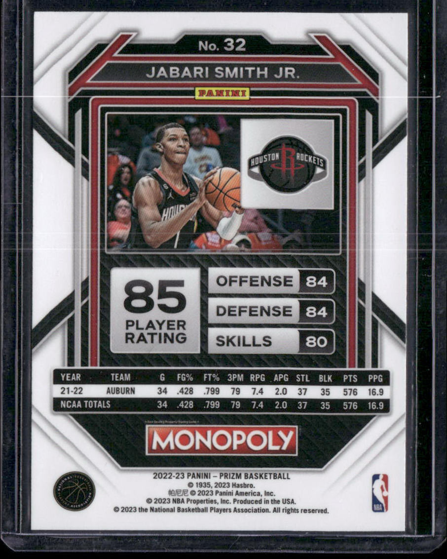 2022 Panini Prizm Monopoly Jabari Smith Jr. #32 RC Basketball