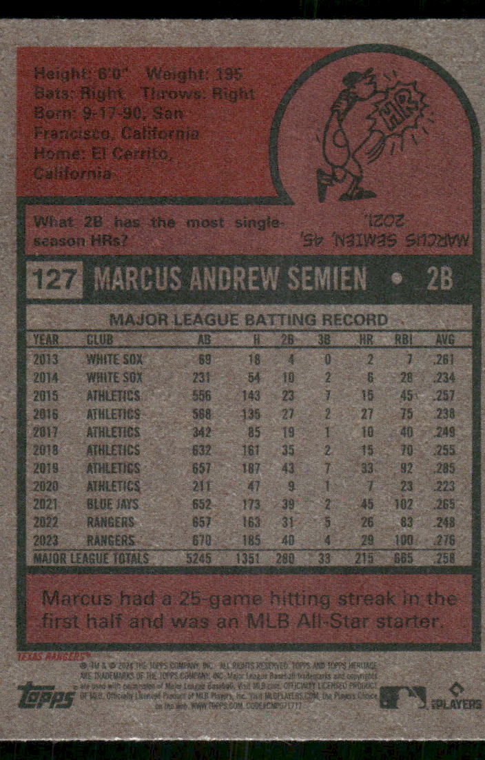 2022 Topps Heritage Marcus Semien #127 Baseball