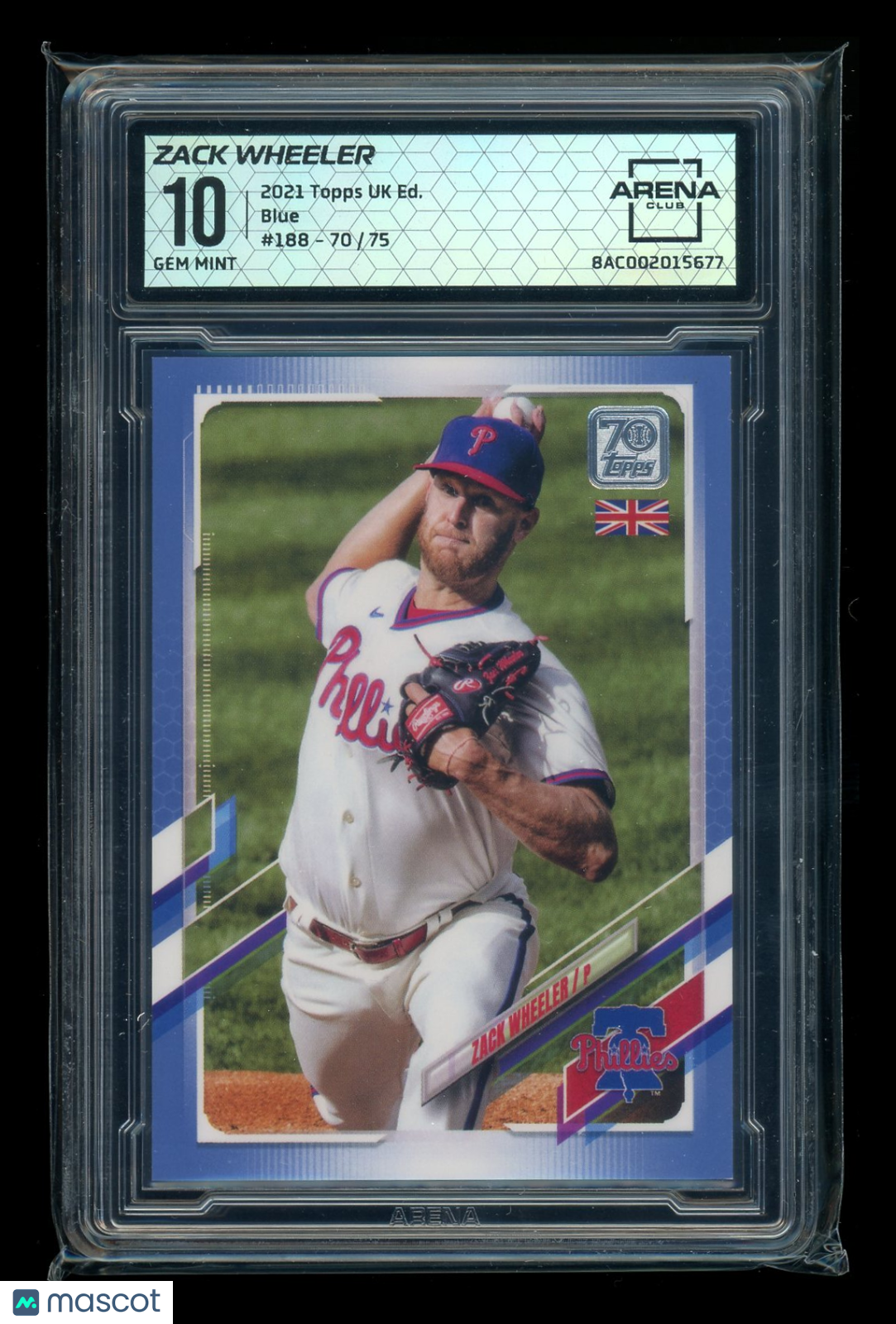 2021 Topps UK Edition Blue Zack Wheeler #188 70/75 Baseball Arena Club 10