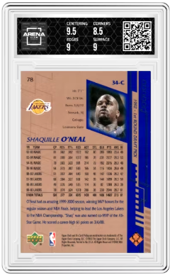 2000-01 Upper Deck Shaquille O'Neal #78 Basketball Arena Club 9