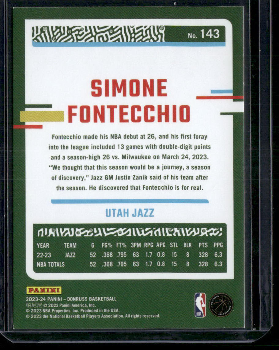 2023 Panini Donruss Basketball Simone Fontecchio #143 Red & Gold Laser Holo