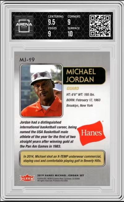 2018 Fleer Hanes Michael Jordan 30th Anniversary Michael Jordan #MJ-19 AC 9.5