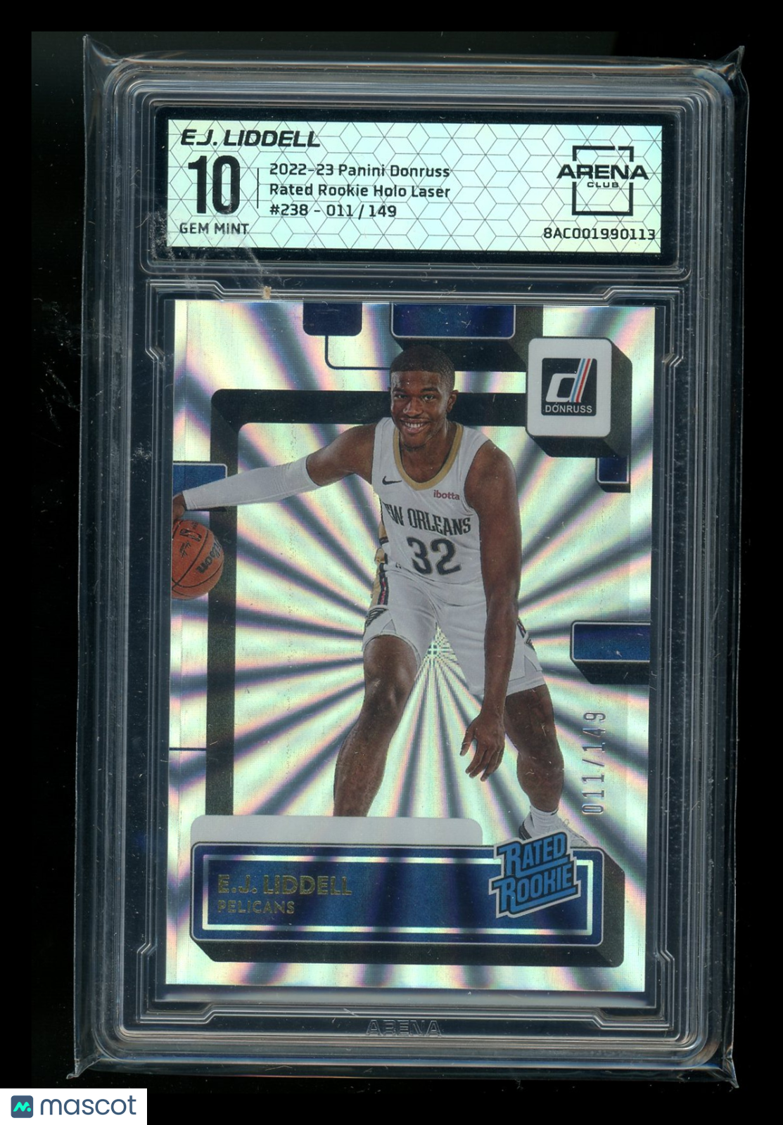 2022-23 Panini Donruss Rated Rookie Holo Laser E.J. Liddell #238 011/149 AC 10