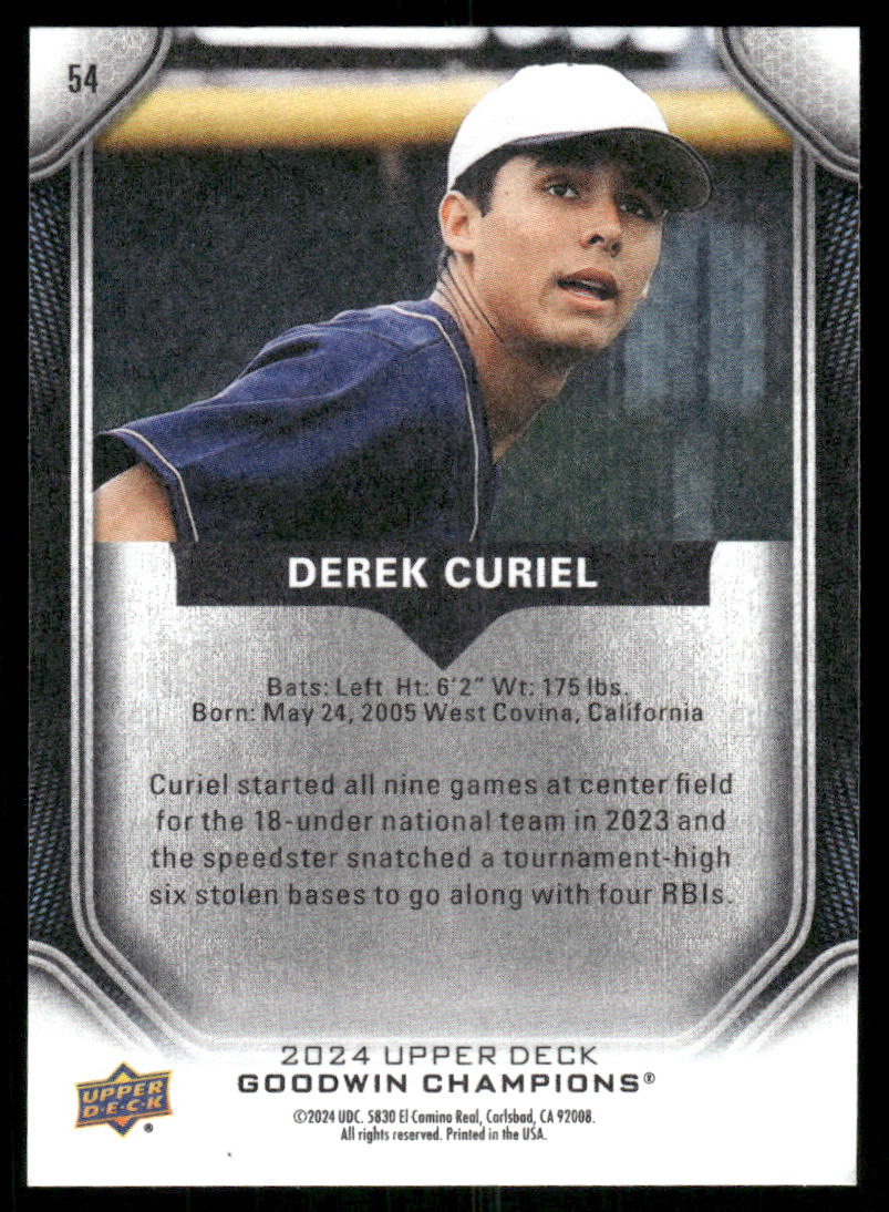 2024 Upper Deck Goodwin Champions Derek Curiel #54 Baseball