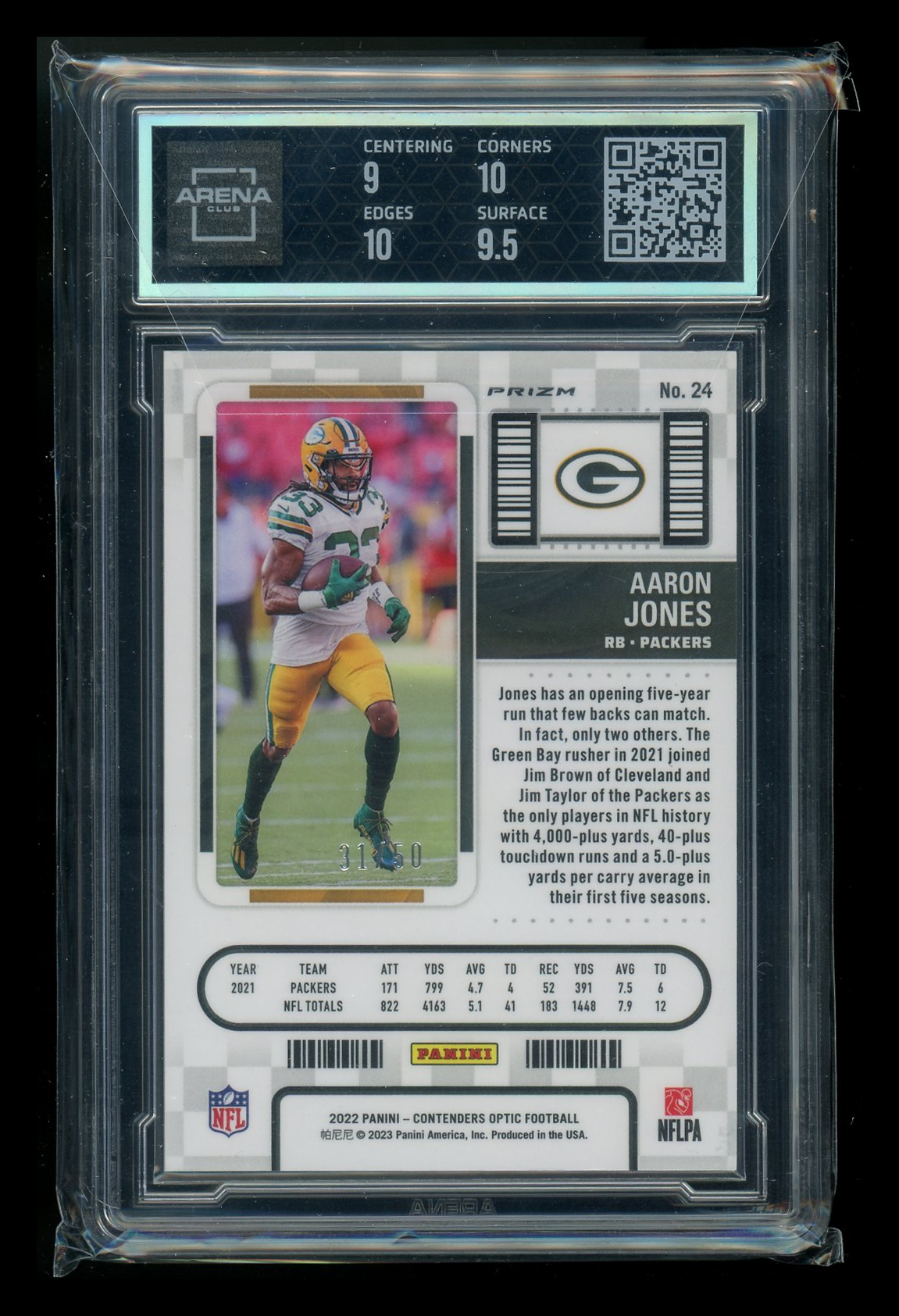 2023 Panini Contenders Optic Orange Aaron Jones #24 31/50  Arena Club 9.5
