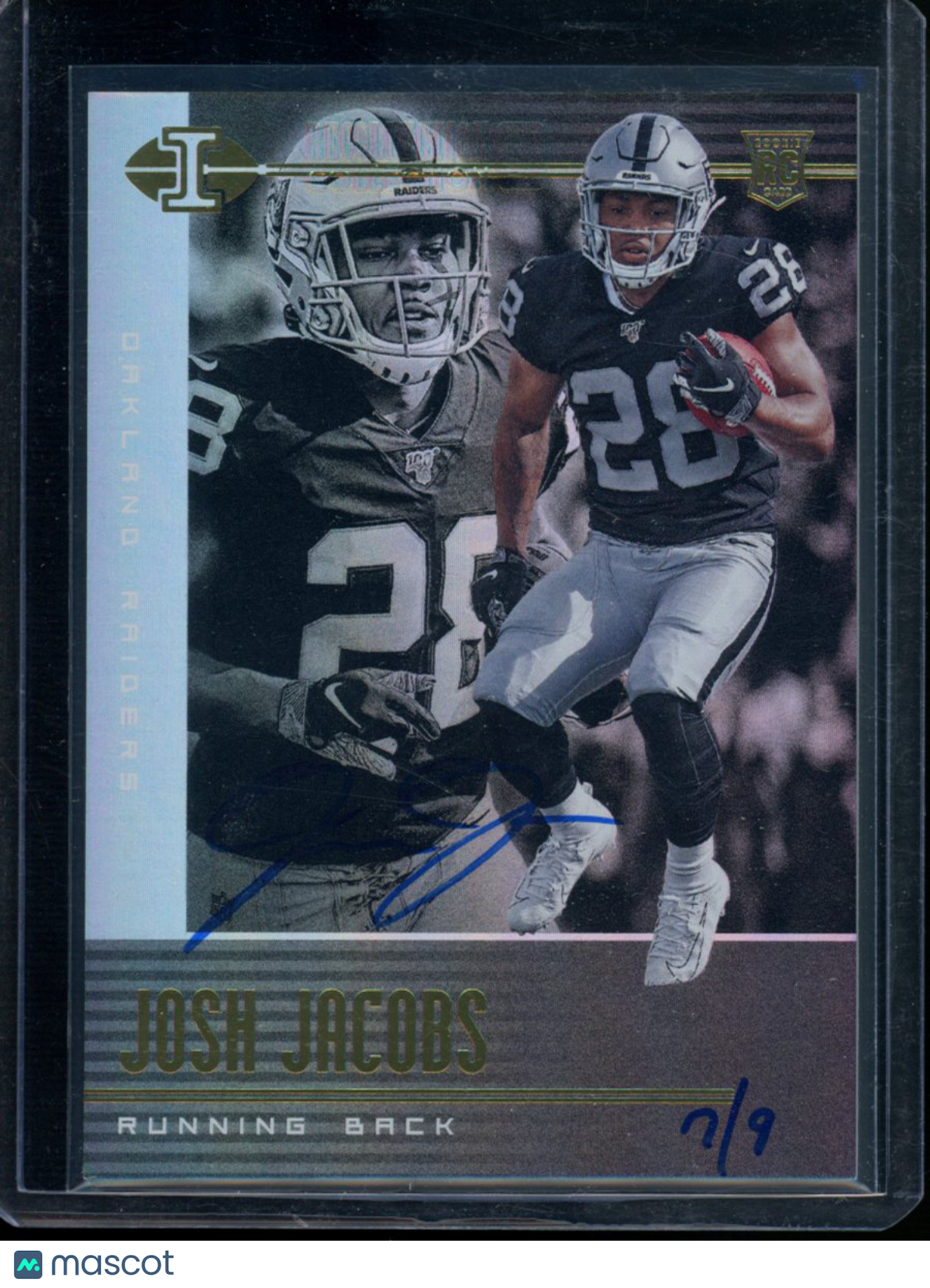 2019 Panini Illusions Football Josh Jacobs #20 Auto 7/9 RC Football