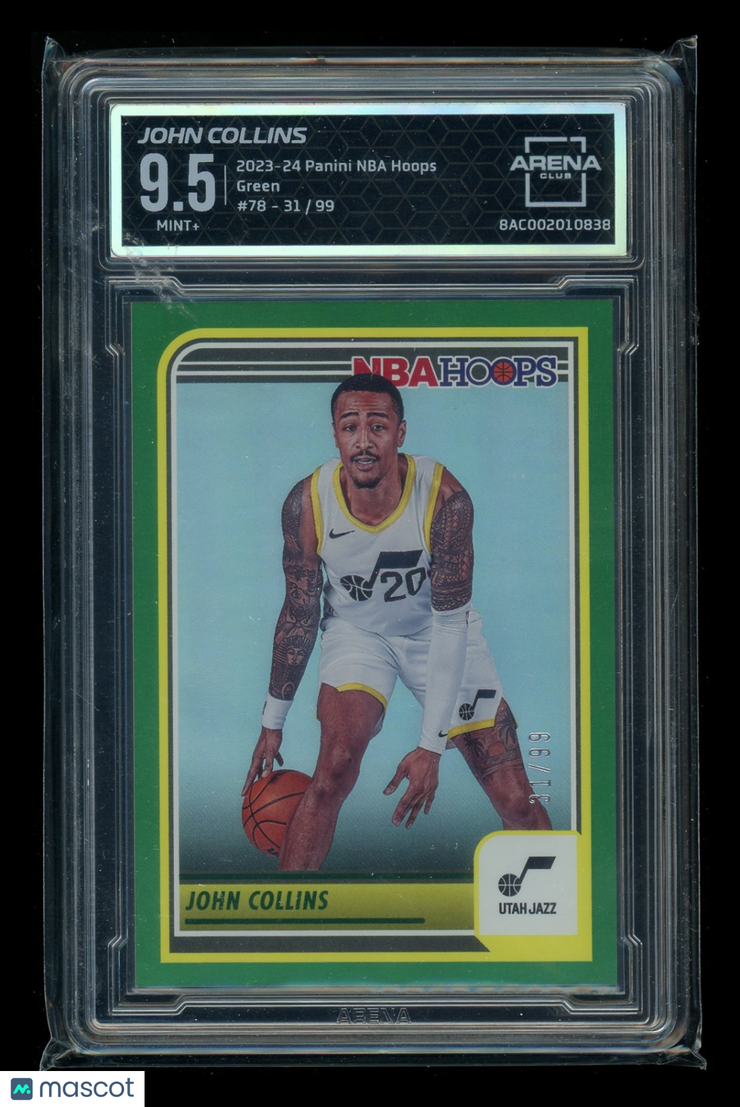 2023-24 Panini NBA Hoops Green John Collins #78 31/99 Basketball Arena Club 9.5