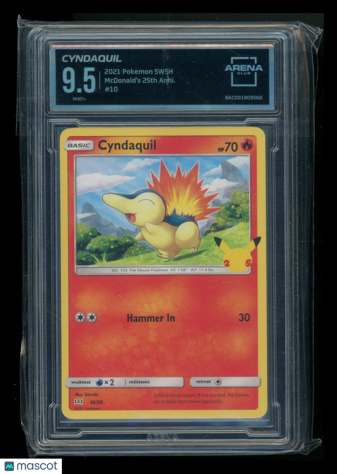 Cyndaquil #10/25 Arena Club 9.5 2021 Pokemon SWSH McDonald's 25th Anniversary