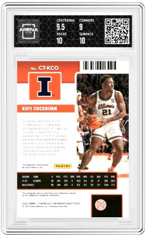 2022-23 Panini Chronicles DP Kofi Cockburn #CT-KCO Cont. College Tic Pink Auto