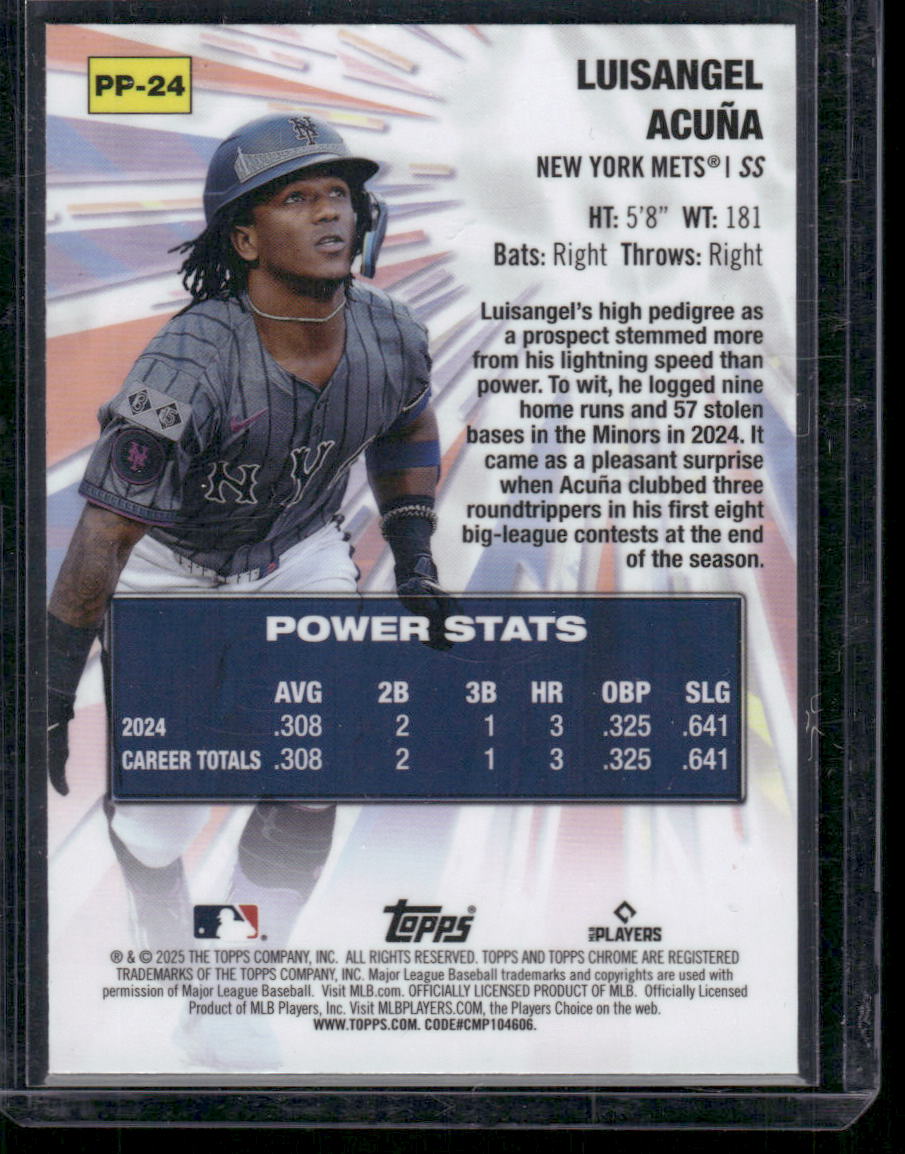 2025 Topps Chrome Power Players Luisangel Acuña #PP-24 RC Baseball