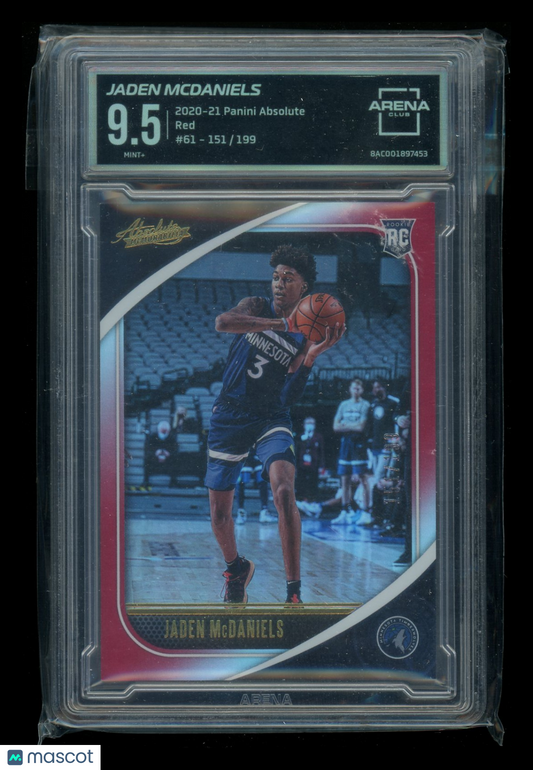 2020-21 Panini Absolute Red Jaden McDaniels #61 151/199 RC Arena Club 9.5